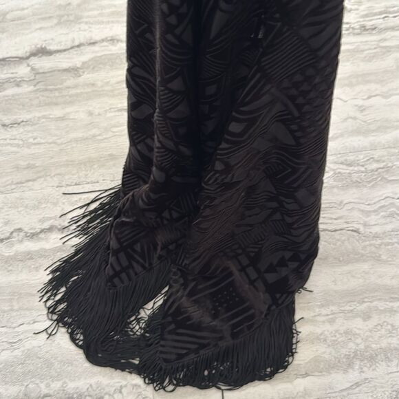 Black Fringe Velvet Top - Picture 4 of 4